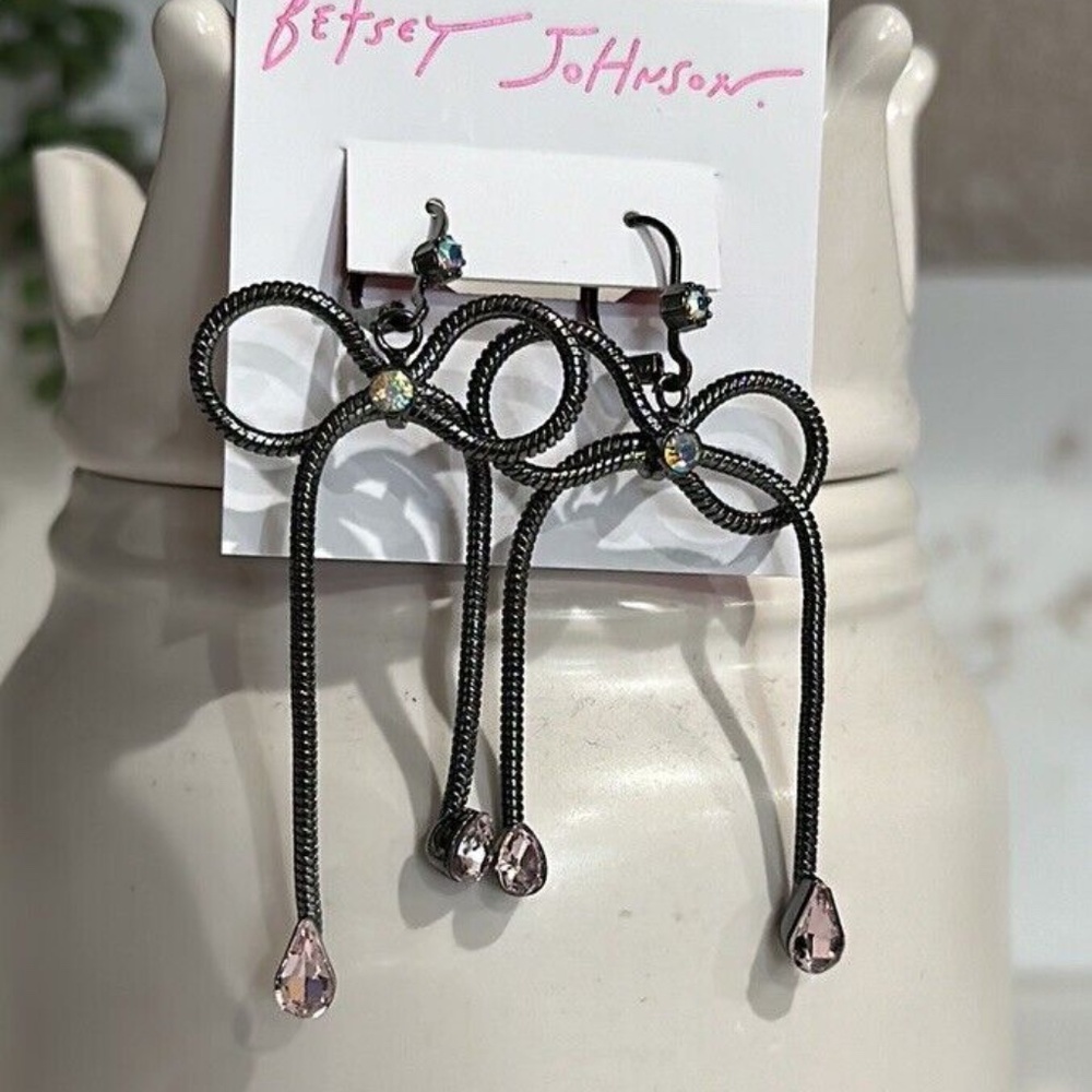 Betsey Johnson Bow Gem Earrings